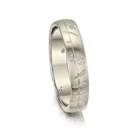 Ogham Small Ring in 9ct White Gold with Diamonds by Sheila Fleet Jewellery