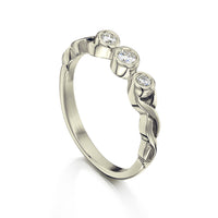 Celtic Trilogy Diamond Ring in 9ct White Gold by Sheila Fleet Jewellery