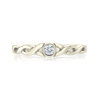 Celtic Twist 0.09ct Diamond Solitaire Ring in 9ct White Gold by Sheila Fleet Jewellery