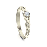 Celtic Twist 0.09ct Diamond Solitaire Ring in 9ct White Gold by Sheila Fleet Jewellery