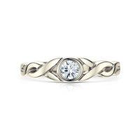 Celtic Twist 0.22ct Diamond Solitaire Ring in 9ct White Gold by Sheila Fleet Jewellery