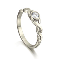 Celtic Twist 0.22ct Diamond Solitaire Ring in 9ct White Gold by Sheila Fleet Jewellery