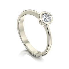 Contemporary 0.3ct Solitaire Diamond Ring in 9ct White Gold by Sheila Fleet Jewellery