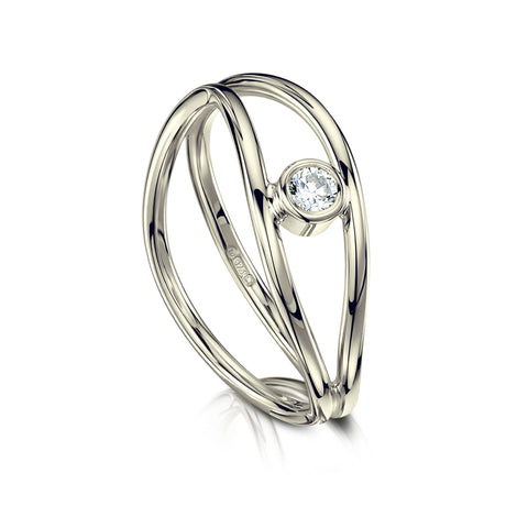 Diamond Double Stacking Wave Ring in 9ct White Gold by Sheila Fleet Jewellery
