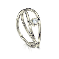 Diamond Double Stacking Wave Ring in 9ct White Gold by Sheila Fleet Jewellery