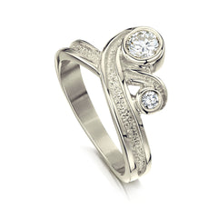 New Wave Double Diamond Ring in 9ct White Gold by Sheila Fleet Jewellery
