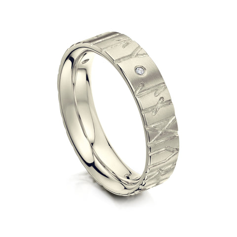 Runic Diamond Ring in 9ct White Gold by Sheila Fleet Jewellery