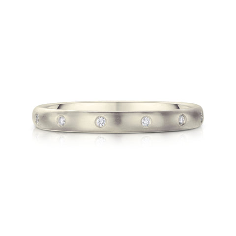 Traditional 12-diamond 3mm Wedding Ring in 9ct White Gold by Sheila Fleet Jewellery