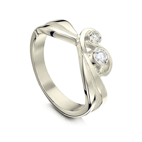 New Wave Diamond Ring in 9ct White Gold by Sheila Fleet Jewellery