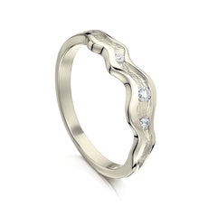 River Ripples Diamond Ring in 9ct White Gold by Sheila Fleet Jewellery