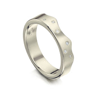 River Ripples Diamond Wedding Ring in 9ct White Gold by Sheila Fleet Jewellery