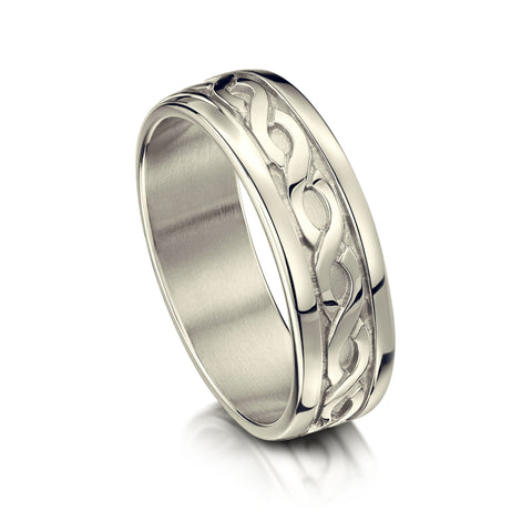 Pierowall Twist Celtic Ring in 9ct White Gold by Sheila Fleet Jewellery