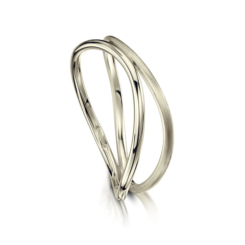 Double Stacking Wave Ring in 9ct White Gold by Sheila Fleet Jewellery