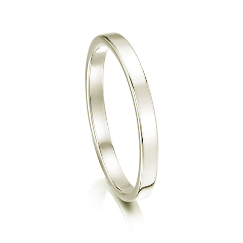 Contemporary 2mm Wedding Ring in 9ct White Gold by Sheila Fleet Jewellery
