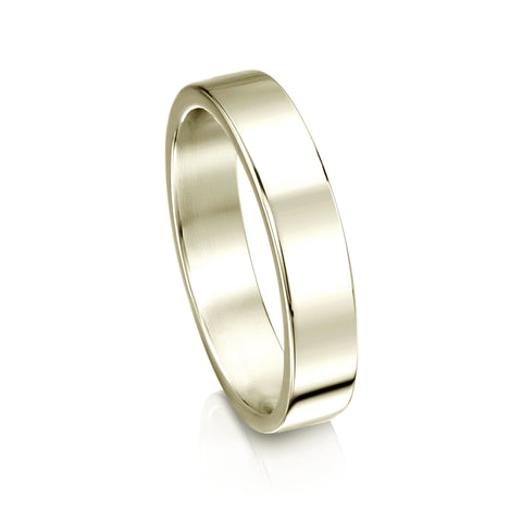 Contemporary 4mm Wedding Ring in 9ct White Gold by Sheila Fleet Jewellery