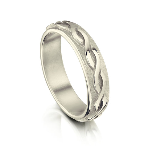 Celtic Twist Textured Ring in 9ct White Gold by Sheila Fleet Jewellery