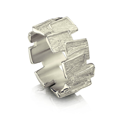 Flagstone Ring in 9ct White Gold by Sheila Fleet Jewellery