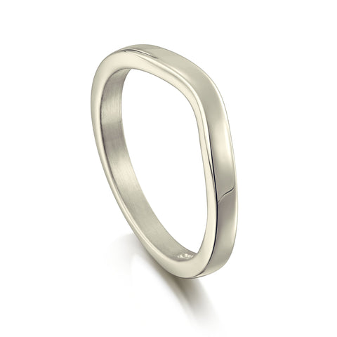 Contemporary Curve Wedding Band in 9ct White Gold (to match DR181) by Sheila Fleet Jewellery