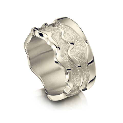 River Ripples Dress Ring in 9ct White Gold by Sheila Fleet Jewellery