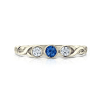 Celtic Trilogy Sapphire & Diamond Ring in 9ct White Gold