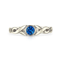 Celtic Twist Sapphire Ring in 9ct White Gold by Sheila Fleet Jewellery