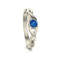 Celtic Twist Sapphire Ring in 9ct White Gold by Sheila Fleet Jewellery