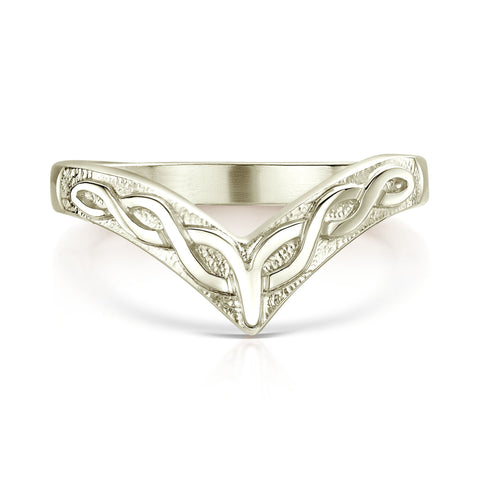Wishbone Celtic Ring in 9ct White Gold by Sheila Fleet Jewellery