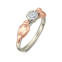 Dove Diamond Ring in 9ct White & Rose Gold by Sheila Fleet Jewellery