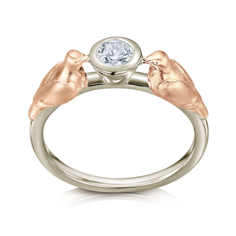 Dove Diamond Ring in 9ct White & Rose Gold by Sheila Fleet Jewellery