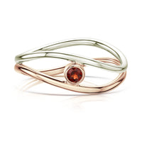 Garnet Stacking Wave Ring in 9ct White & Rose Gold by Sheila Fleet Jewellery