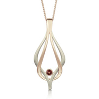 Reef Knot Garnet Dress Pendant in 9ct White & Rose Gold by Sheila Fleet Jewellery