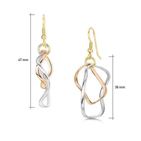Tidal Small 2-part Hoop Earrings in 9ct White, Rose & Yellow Gold by Sheila Fleet Jewellery