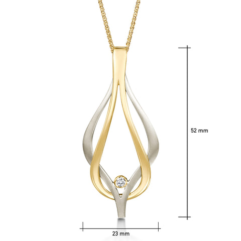 Reef Knot 0.10ct Diamond Dress Pendant in 9ct White & Yellow Gold