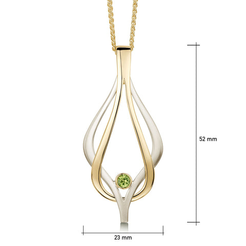 Reef Knot Peridot Dress Pendant in 9ct White & Yellow Gold by Sheila Fleet Jewellery