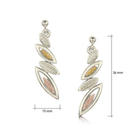 Seasons 4-leaf Drop Earrings in 9ct White, Yellow & Rose Gold by Sheila Fleet Jewellery