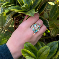 Seasons Gold Leaves Large Ring in Summer Enamel by Sheila Fleet Jewellery
