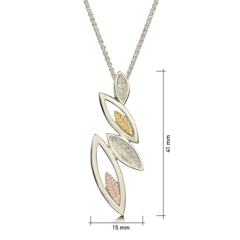 Seasons Pendant Necklace in 9ct White, Yellow & Rose Gold by Sheila Fleet Jewellery
