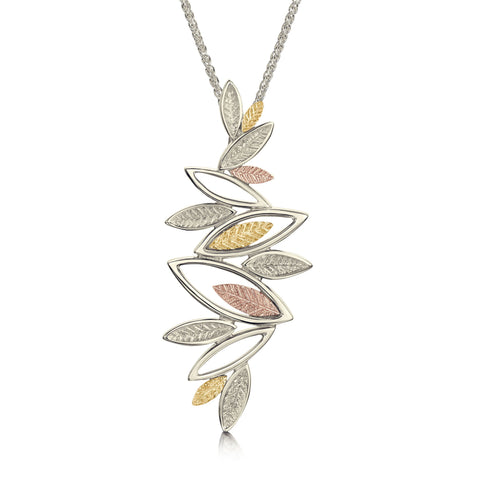 Seasons Dress Pendant Necklace in 9ct White, Yellow & Rose Gold by Sheila Fleet Jewellery
