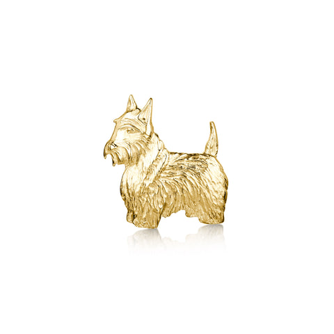 Scottie Dog Brooch in 9ct Yellow Gold by Sheila Fleet Jewellery