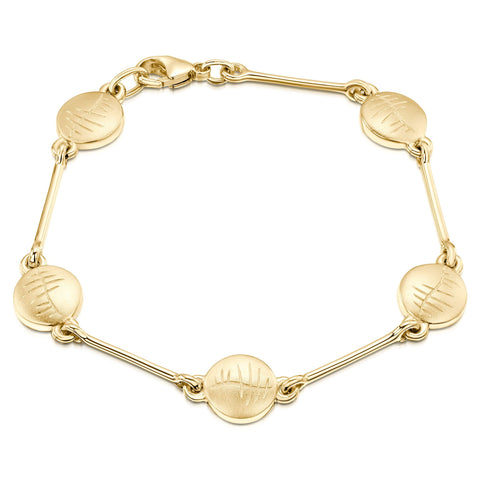 Ogham Small Bracelet in 9ct Yellow Gold by Sheila Fleet Jewellery