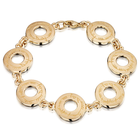 Ogham Bracelet in 9ct Yellow Gold by Sheila Fleet Jewellery