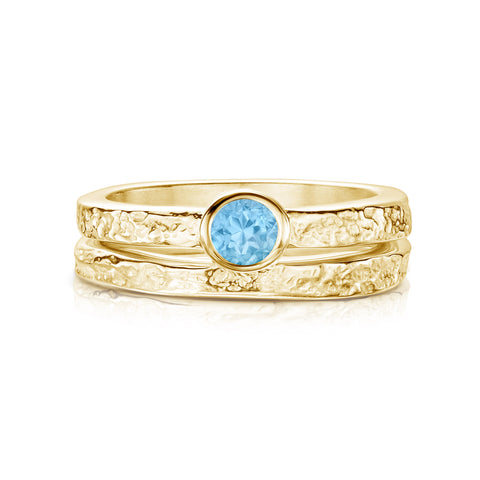 Matrix Blue Topaz Ring Set in 9ct Yellow Gold