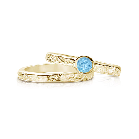 Matrix Blue Topaz Ring Set in 9ct Yellow Gold