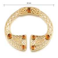 Celtic Citrine Penannular Brooch in 9ct Yellow Gold