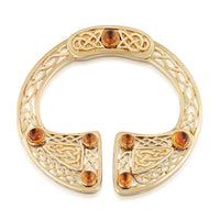 Celtic Citrine Penannular Brooch in 9ct Yellow Gold by Sheila Fleet Jewellery
