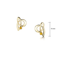 Tidal Stud Earrings in 9ct Yellow Gold with Citrine