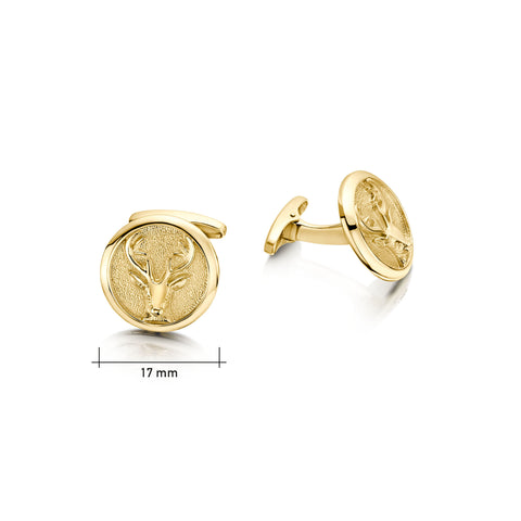 Stag’s Head Cufflinks in 9ct Yellow Gold by Sheila Fleet Jewellery