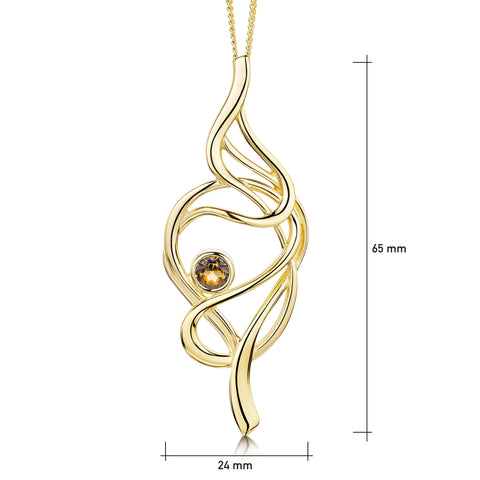 Tidal 9ct Yellow Gold Occasion Pendant with Cognac Diamond by Sheila Fleet Jewellery