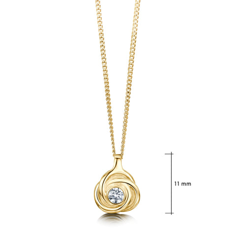 Reef Knot Small Diamond Pendant in 9ct Yellow Gold by Sheila Fleet Jewellery