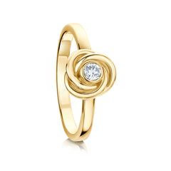 Reef Knot Ring in 9ct Yellow Gold with Diamond by Sheila Fleet Jewellery